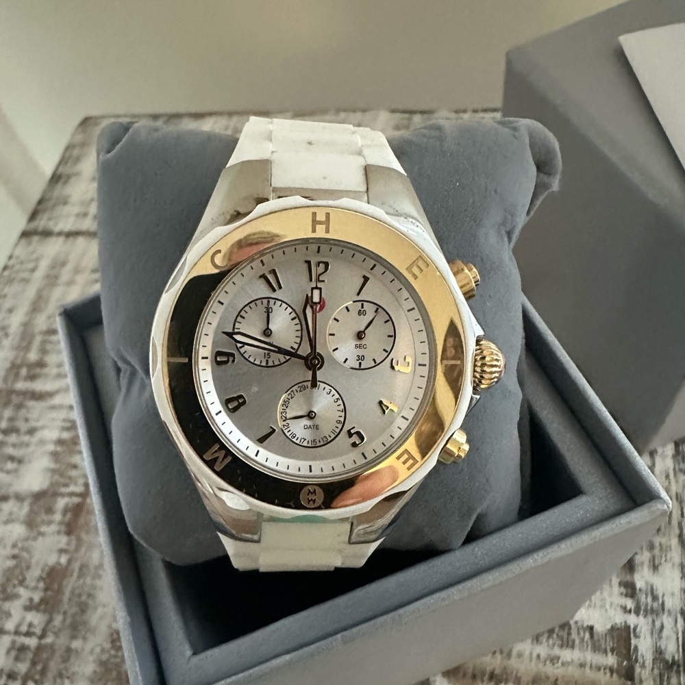 Michele Gold and Silver Chronograph Watch